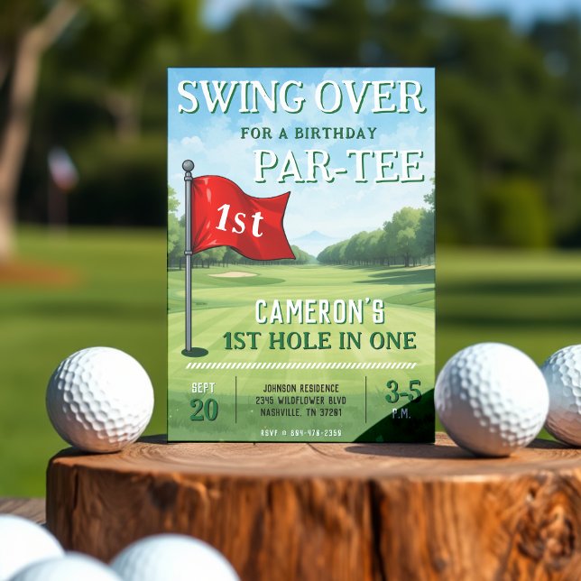 Invitation Golf 1er Anniversaire Trou De Fête En Un (Golf 1st Birthday Party Hole In One Invitation
)