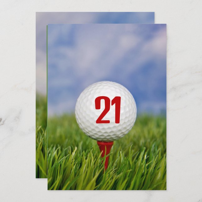 Invitation Golf 21e fête d'anniversaire (Devant / Derrière)