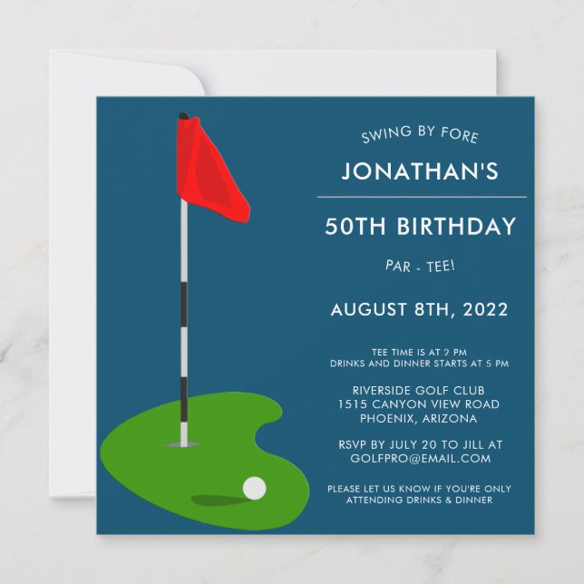 Invitation Golf 50e fête d'anniversaire (Devant)