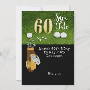 Invitation Golf 60e anniversaire avec balle de golf sur vert