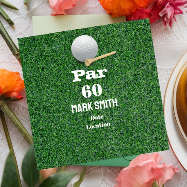Invitation Golf 60e anniversaire avec balle sur le vert pour  (Créateur téléchargé)