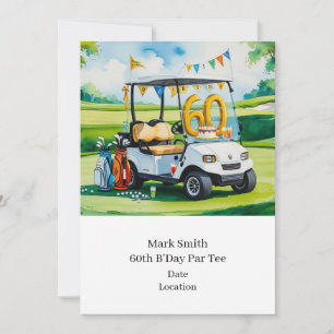 Invitation Golf 60e anniversaire avec Golf Panier sur mettre 