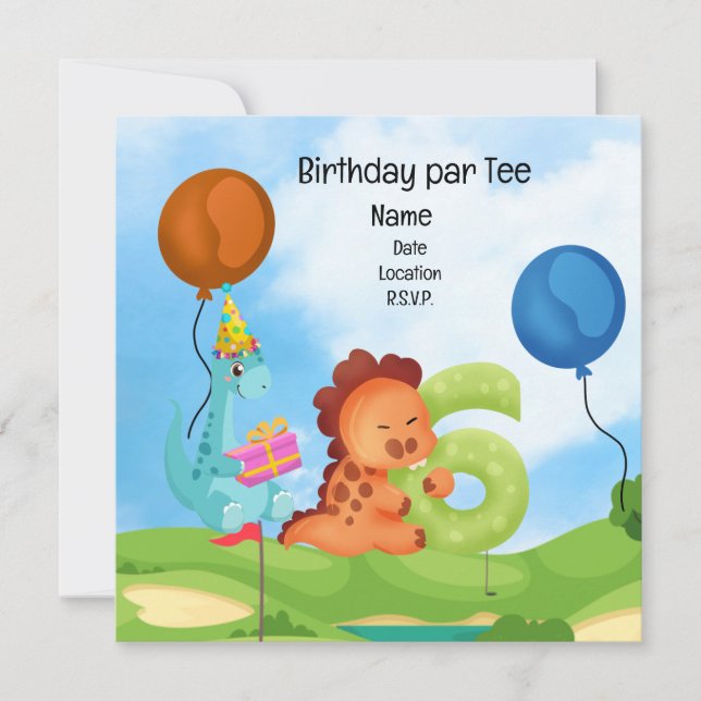 Invitation Golf 6e Anniversaire thème pour les enfants golfeu (Devant)