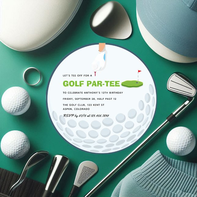 Invitation Golf à thème fête d'anniversaire (Golf Themed Birthday Party Invitation)