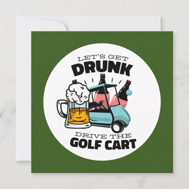 Invitation Golf Allons-y avec voiturette de golf (Devant)