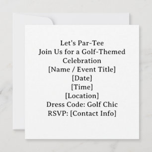 Invitation Golf Allons-y sur le départ avec un drapeau de gol