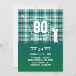 Invitation Golf Anniversaire En vichy Motif vert