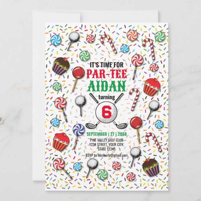 Invitation Golf Anniversaire Par Tee Design (Devant)