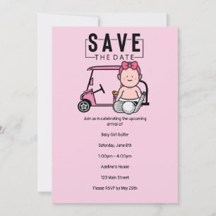 Invitation Golf Baby shower for Girl enregistrer la date part