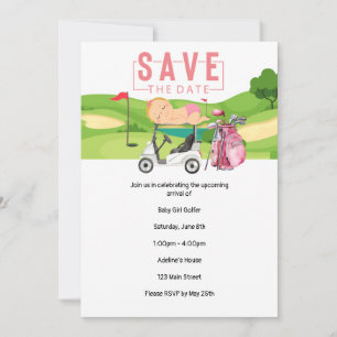 Invitation Golf Baby shower for Girl enregistrer la date part