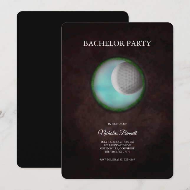 Invitation Golf Bachelor Party - Golf trip Classic Minimal (Devant / Derrière)
