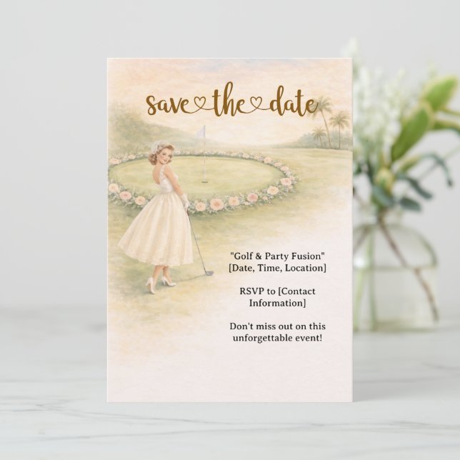 Invitation Golf Bachelorette joueuse de golf est en train de  (Debout devant)