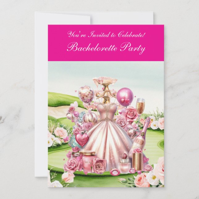 Invitation Golf Bachelorette Party sur golf (Devant)