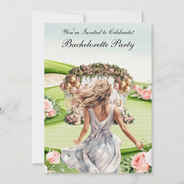 Invitation Golf Bachelorette Party sur golf (Devant)