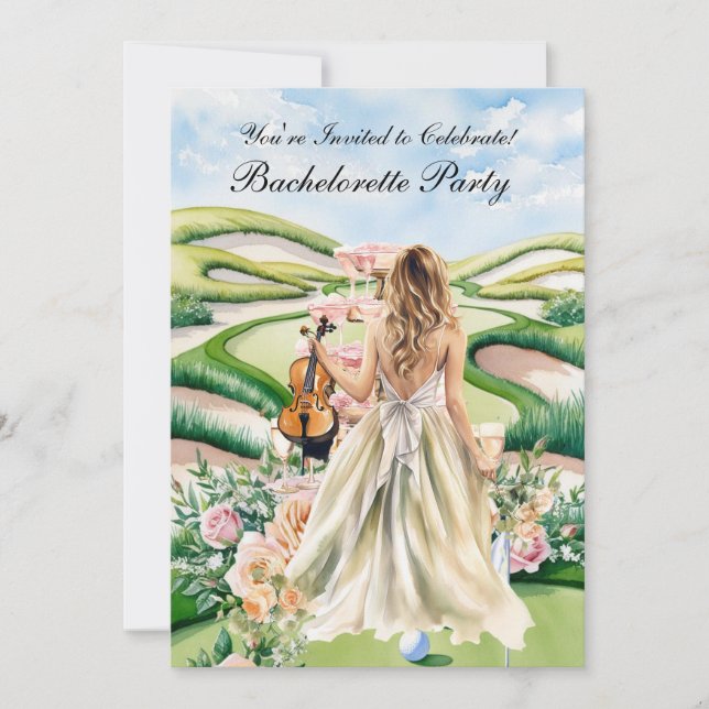 Invitation Golf Bachelorette Party sur golf (Devant)