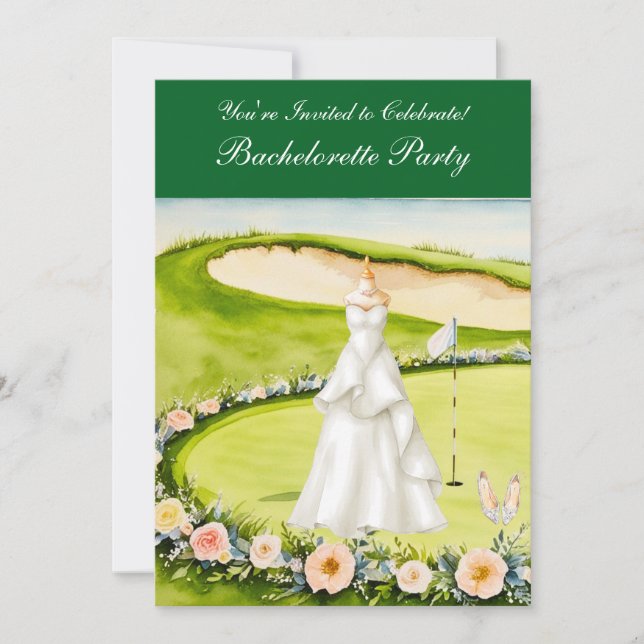 Invitation Golf Bachelorette Party sur golf (Devant)