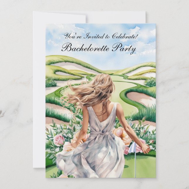 Invitation Golf Bachelorette Party sur golf (Devant)