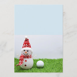 Invitation Golf ball avec Snowman pour Noël de Golfer