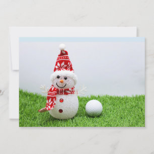 Invitation Golf ball avec Snowman pour Noël de Golfer