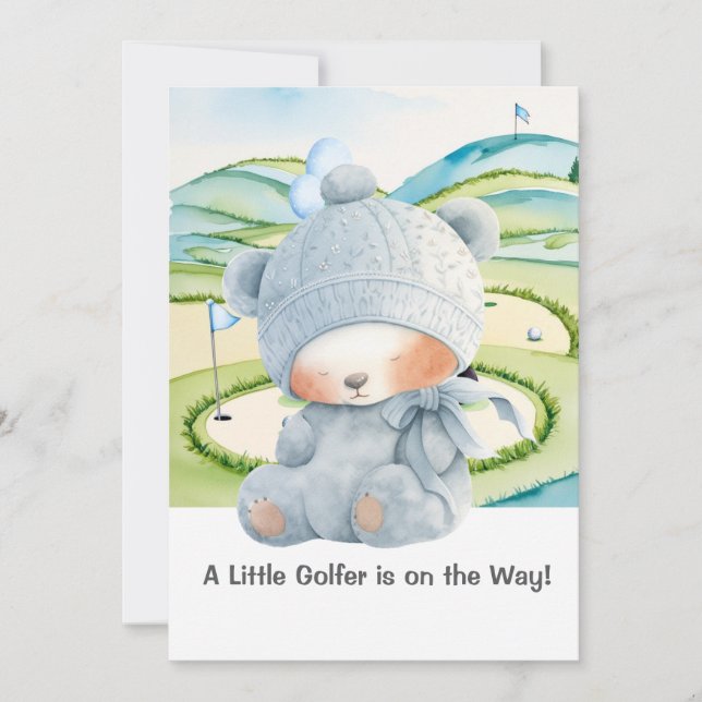 Invitation Golf Bébé Garçon Bleu thème (Devant)