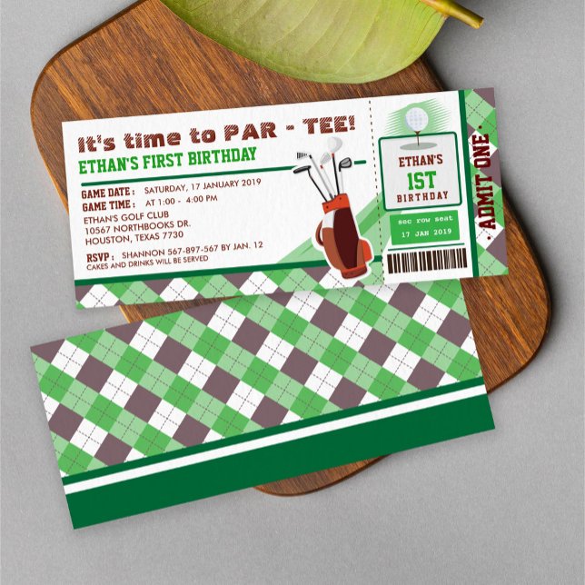 Invitation Golf Bicket Pass Première fête d'anniversaire (Créateur téléchargé)