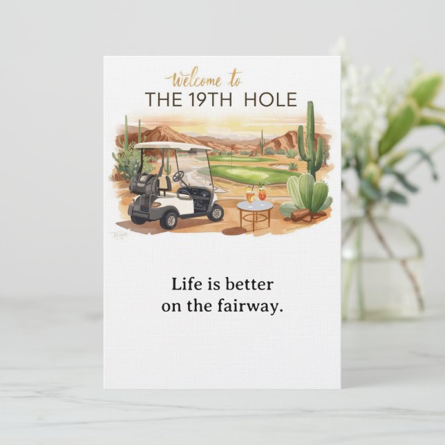 Invitation Golf Bienvenue à la maison du golfeur  FOR cocktai (Debout devant)