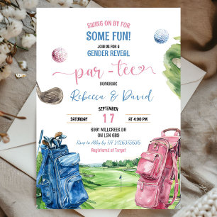 Invitation Golf bleu et rose thème Genre Reveal Par Tee