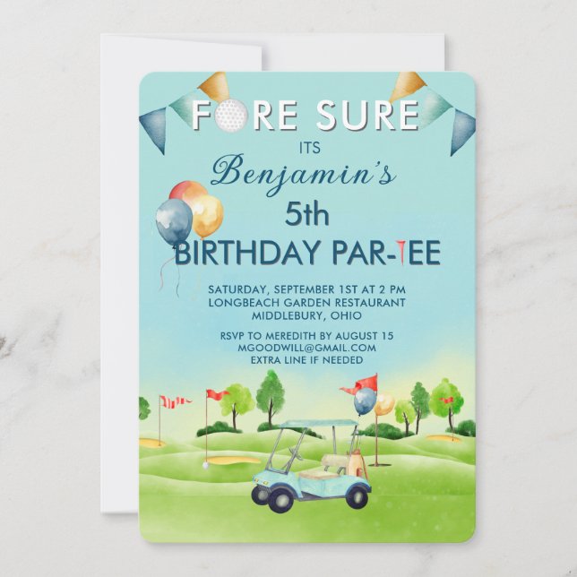 Invitation Golf Boy 5th Birthday Par-Tee   (Devant)