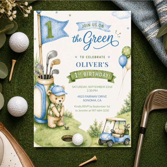 Invitation Golf Boy First Birthday Par-Tee Hole In One  (Créateur téléchargé)