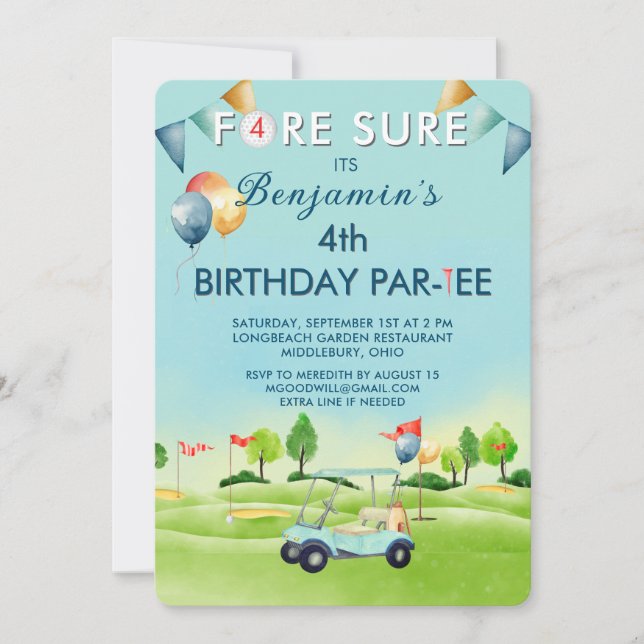 Invitation Golf Boy Fourth 4th Birthday Par-Tee   (Devant)