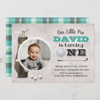 Invitation Golf Boy Future Golfer Cute Photo 1er anniversaire