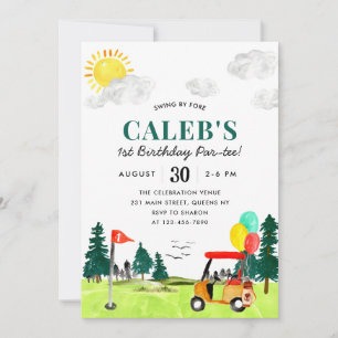 Invitation Golf Boy Golf Swing By Fore a Par-tee Anniversaire