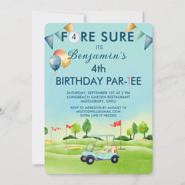 Invitation Golf Boy Quatrième 4ème Anniversaire Par-Tee   (Devant)