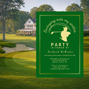 Invitation Golf Classic Vert Joueur Doré Hommes 60e Anniversa