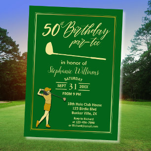 Invitation Golf Classique Vert Golden Femmes 50e Anniversaire