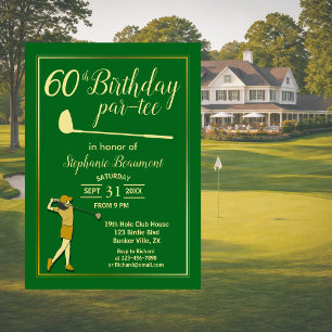 Invitation Golf Classique Vert Golden Femmes 60e Anniversaire