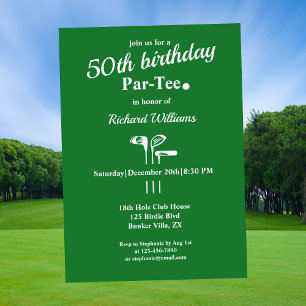 Invitation Golf Club Par Tee Green White Hommes 50e anniversa