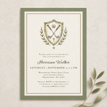 Golf Crest Élégant Monogramme Fête d'anniversaire