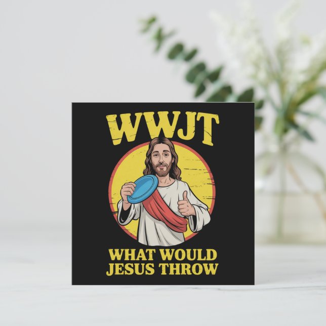 Invitation Golf de disque Wwjt Que lancerait Jésus Frisbee  (Debout devant)