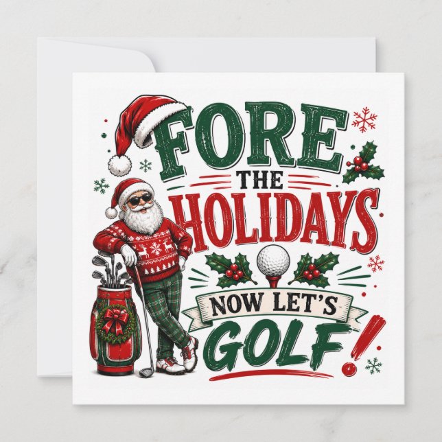 Invitation Golf de Noël avec le Père Noël Let's Golf (Devant)