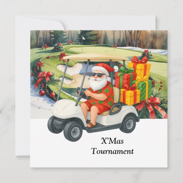 Invitation Golf de Noël avec le Père Noël sur Green (Devant)