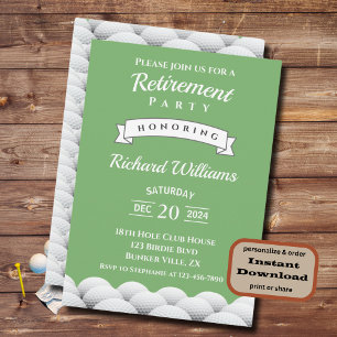 Invitation Golf de retraite Boules de golf Formel Vintage
