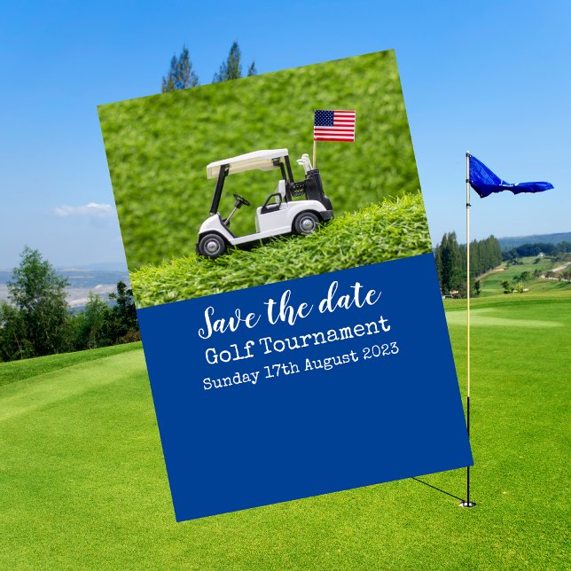 Invitation Golf Enregistrer la Date avec Drapeau de l'Amériqu (Créateur téléchargé)