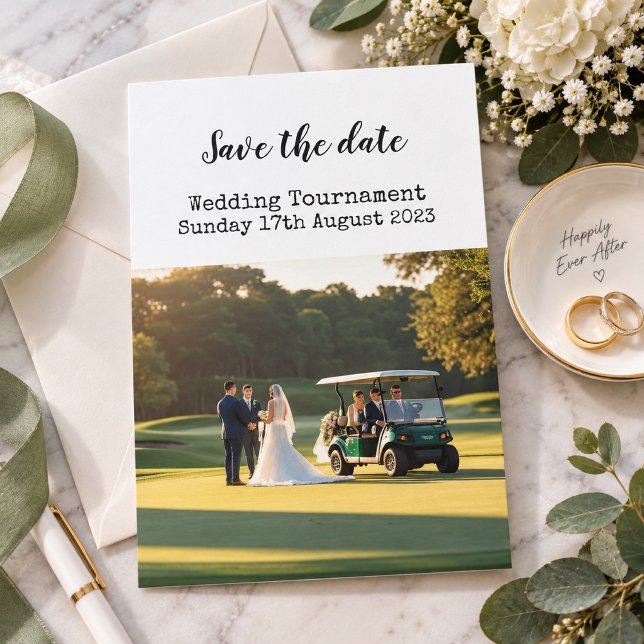 Invitation Golf Enregistrez la date Mariage de golf  (Créateur téléchargé)