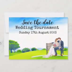 Invitation Golf Enregistrez la date Mariage Golf Aquarelle 