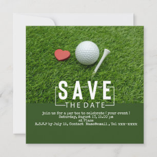 Invitation Golf faire part de date avec balle de golf et cœur