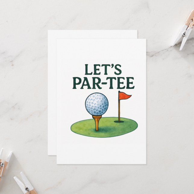 Invitation Golf Faisons la Fête au Par Golf Thème (Devant/Arrière en situation)