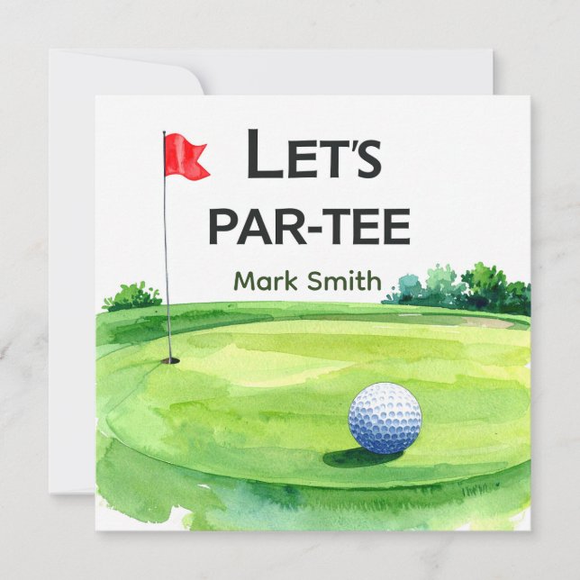Invitation Golf Faisons la Fête sur le Vert de Putting Par-Te (Devant)