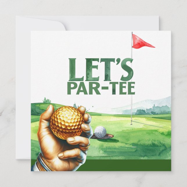 Invitation Golf Faisons la Fête sur le Vert de Putting Par-Te (Devant)