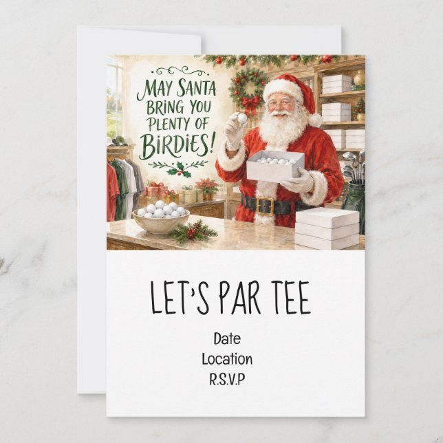 Invitation Golf Faisons une fête de Noël Par tee pour golfeur (Devant)